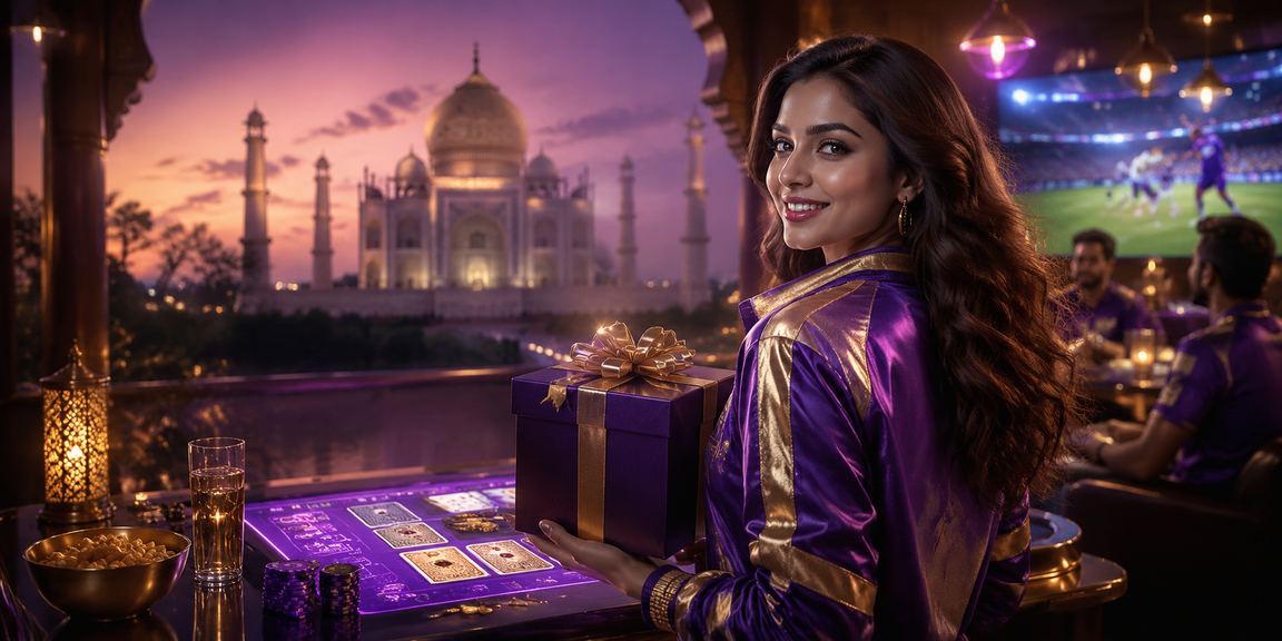 Neon lights at Taj Mahal with cricket betting theme