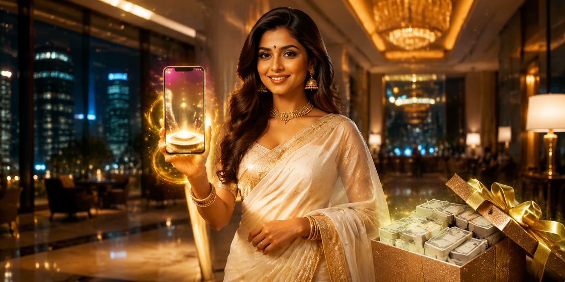 Indian woman registering and using casino app on mobile